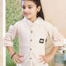 Aarika Girls Self Design Peter Pan Collar Shirt With Capris-picture-12