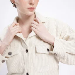 French Connection Notched Lapel Collar Drop Shoulder Corduroy Shacket image 4