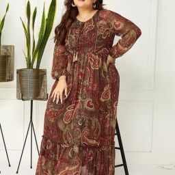 Miss Chase A+ Brown Relaxed Fit Printed Dress-picture-44