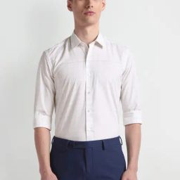 Arrow Newyork White Cotton Slim Fit Checks Shirt-image-72