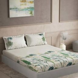 Ddecor Live beautiful Maxima Green 180 TC Cotton King Bedsheet with 2 Pillow Covers-19