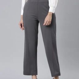 Go Colors Silver Grey Solid Pants-image-40