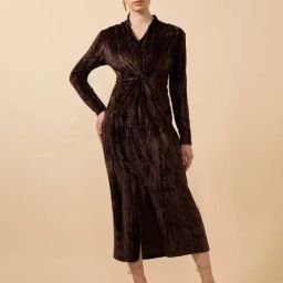 SHOWOFFFF Coffee Brown Regular Fit Dress-image-84