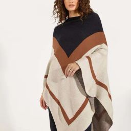 Styli Multicolored Color-Block Poncho Sweater-picture-28
