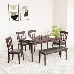 Nilkamal Olivia Brown Solid Wood Rubber wood 6 Seater Dinning Table set-image-97
