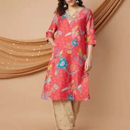 Melange By Lifestyle Red Regular Fit Embroidered Kurtas-picture-13
