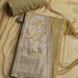 Meena Bazaar Floral Printed Embellished Art Silk Unstitched Dress Material-image-82