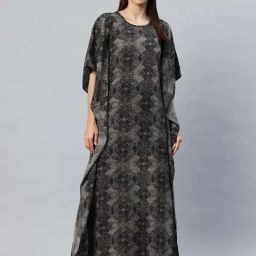 Cottinfab Black Printed Night Gown-picture-25