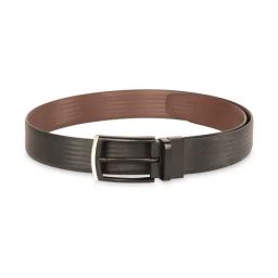 United Colors Of Benetton Black & Brown Textured Leather Reversible Belt For Men-image-55