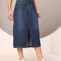 Dolce Crudo Blue A-Line Fit Skirt-picture-18