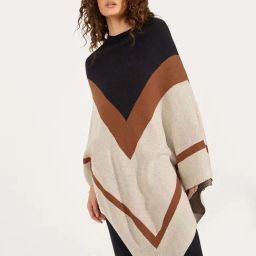 Styli Multicolored Color-Block Poncho Sweater image 3