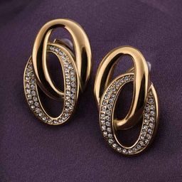 PALMONAS Gold Plated Stainless Steel Cubic Zirconia Studs-22