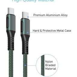 Portronics POR-1065 Konnect C Square 18W Type-C to Type-C 1.2M Cable for All Type-C Devices (Green) image 3