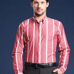 Hancock Red Cotton Slim Fit Stripes Shirts-picture-29