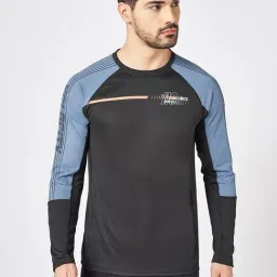 Ajile By Pantaloons Black Slim Fit Colour Block Sports T-Shirt-image-48