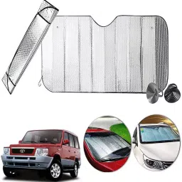 Auto Pearl F230 Dashboard Sun Shade Cover with Suction Cup for Tata Sumo Victa (Silver)-picture-18