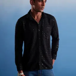 Vastramay Black Regular Fit Embellished Shirt-picture-20