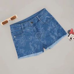 Pantaloons Junior Girls Medium Blue Washed Shorts-picture-19