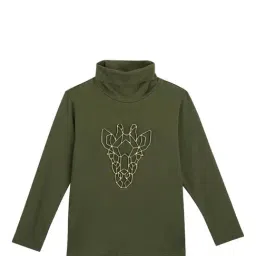 Blue Giraffe Kids Olive Printed  T-Shirt-image-73
