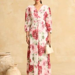 Kazo White Printed Casual Dress-image-31
