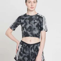 adidas Grey Printed Sports Cropped T-Shirt-picture-42