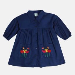 MINIKLUB Girls Navy Cotton Printed Dress-image-88