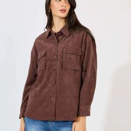 Styli Brown Plain Jacket-21