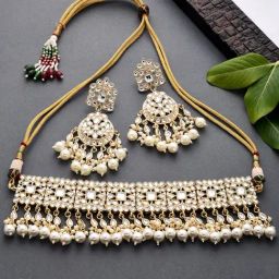 Fida Handmade Bridal Ethnic White Jewellery Set-44