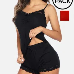 FIMS: Fashion is my Style Black & Red Lace Work Babydoll Set-picture-30