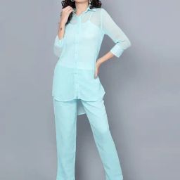Anvi Be Yourself Sky Blue Mid Rise Trousers-image-60