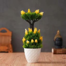 eCraftIndia Green Plastic Fiber Pine Artificial Plant With Round Pot-10