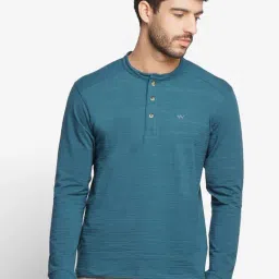 Wildcraft Blue Regular Fit Self Design Henley T-Shirt-picture-14