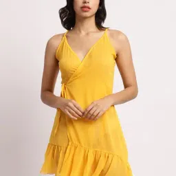 Erotissch Yellow Plain Beachwear Cover-Up Dress-image-26