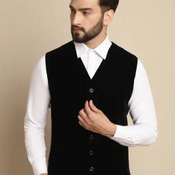 Even Black Regular Fit V Neck Waistcoat-image-41