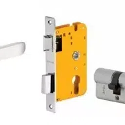 Dorset 60 mm Lever Handle Lock Set With Knob and Key Cylinder Silver Chrome HL Hale image 1