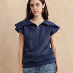 RAREISM Navy Cotton Solid Short Sleeves Sweatshirt-41