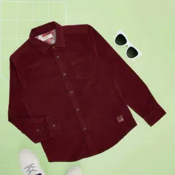 Pantaloons Junior Boys Fiery Red Cotton Solid Full Sleeves Shirts-image-24