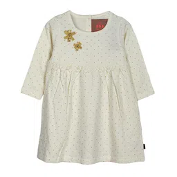 My Little Lambs Girls Off-White Printed Empire-Line Dress-picture-10