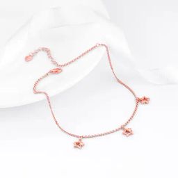 GIVA 92.5 Sterling Silver Rose Gold Merging Stars Single Anklet-image-64