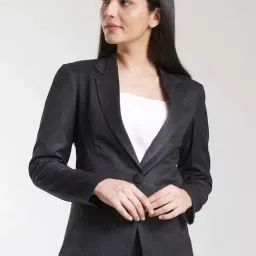 Powersutra Black Regular Fit Blazer-image-60