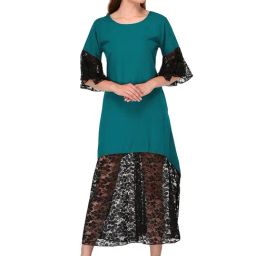 PATRORNA Teal & Black Lace Midi Dress-image-103