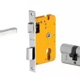 Dorset 60 mm Lever Handle Lock Set With Knob and Key Cylinder Silver Chrome HL ART image 1