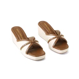 CHAAL CHALAN Women Open Toe Wedge Sandals with Western - Embellished-picture-13