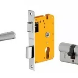 Dorset 60 mm Lever Handle Lock Set With Both Side Key Cylinder Silver Chrome HL IP-10