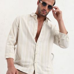 SHOWOFF Men Comfort Slim Fit Spread Collar Vertical Striped Cotton Casual Shirt-image-61