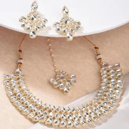 Fida Ethnic South Indian Antique White Jewellery Set-image-34