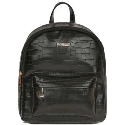 Fastrack Jet Black Croc Textured Backpack For Women-image-6