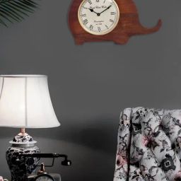 Aapno Rajasthan Elephant Wooden Brown & White Wood Wall Clock-23