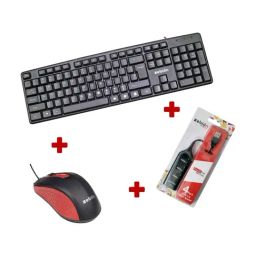 Zebion K500 Wired USB Desktop Keyboard, Swag Wired Mouse & Pronto 101 USB Hub (Black)-135
