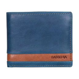 SASSORA Izan Navy & Tan Small Leather Bi-Fold Wallet for Men-6